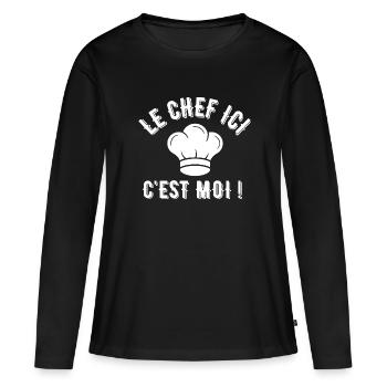 cuisinier, fan de cuisine, chef de cuisine - T-shirt manches longues Premium bio Femme - noir - Devant - Julia (174cm)