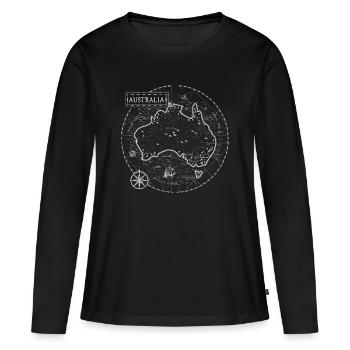 Vintage Landkarte Australien - Frauen Premium Bio Langarmshirt - Schwarz - Vorne - Julia (174cm)