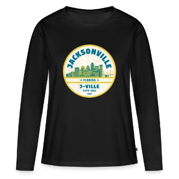 Jacksonville Skyline Crest - Frauen Premium Bio Langarmshirt - Schwarz - Vorne - Julia (174cm)