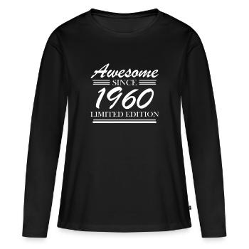 1960 - T-shirt manches longues Premium bio Femme - noir - Devant - Julia (174cm)