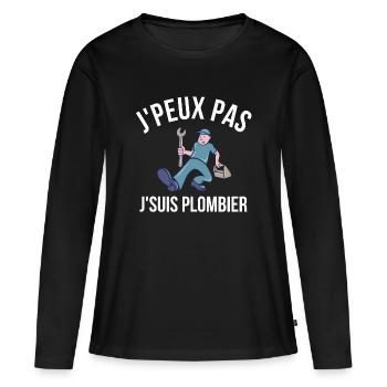plombier, je suis plombier, plomberie - T-shirt manches longues Premium bio Femme - noir - Devant - Julia (174cm)