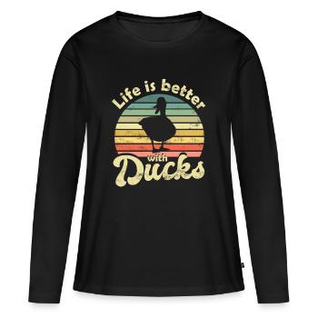 Canards canards - T-shirt manches longues Premium bio Femme - noir - Devant - Julia (174cm)