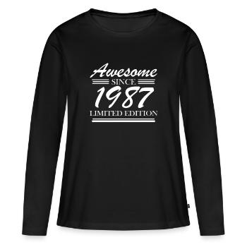 1987 - Jahrgang 1987 - Frauen Premium Bio Langarmshirt - Schwarz - Vorne - Julia (174cm)