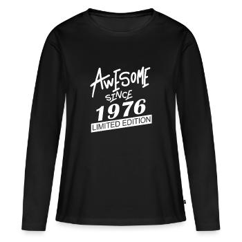1976 - T-shirt manches longues Premium bio Femme - noir - Devant - Julia (174cm)