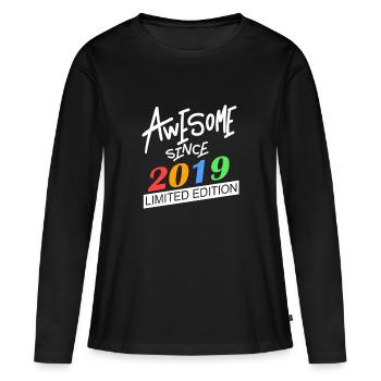 2019 - Jahrgang 2019 - Frauen Premium Bio Langarmshirt - Schwarz - Vorne - Julia (174cm)