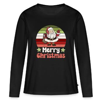 Weihnachtsmann Nikolaus Vintage Nostalgisch - Frauen Premium Bio Langarmshirt - Schwarz - Vorne - Julia (174cm)