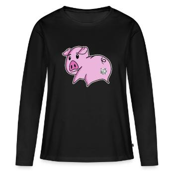 Schwein Arsch - Schwein Hintern - Frauen Premium Bio Langarmshirt - Schwarz - Vorne - Julia (174cm)