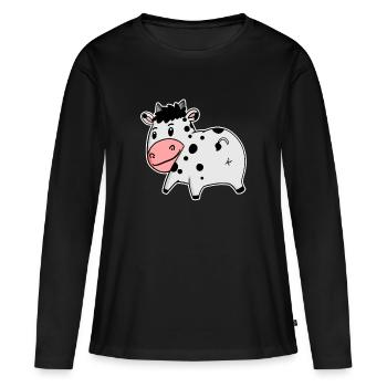 Kuh Arsch - Kuh Hintern - Frauen Premium Bio Langarmshirt - Schwarz - Vorne - Julia (174cm)
