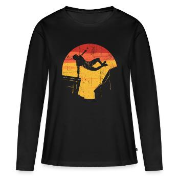 Silhouette du patineur au coucher du soleil sur la rampe - T-shirt manches longues Premium bio Femme - noir - Devant - Julia (174cm)
