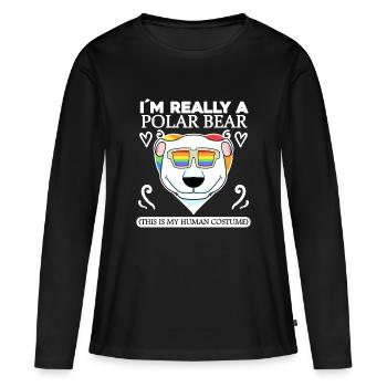 Ours polaire Ours polaire Dictons - T-shirt manches longues Premium bio Femme - noir - Devant - Julia (174cm)