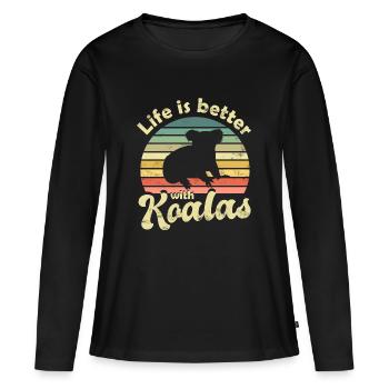 Koala Koala Ours - T-shirt manches longues Premium bio Femme - noir - Devant - Julia (174cm)
