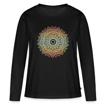 Mandala - Frauen Premium Bio Langarmshirt - Schwarz - Vorne - Julia (174cm)