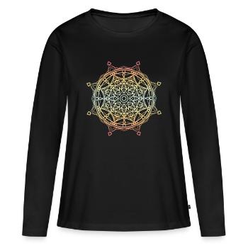 Mandala - Frauen Premium Bio Langarmshirt - Schwarz - Vorne - Julia (174cm)