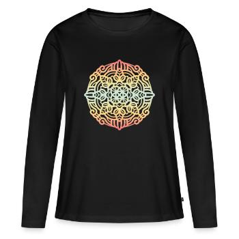 Mandala - T-shirt manches longues Premium bio Femme - noir - Devant - Julia (174cm)