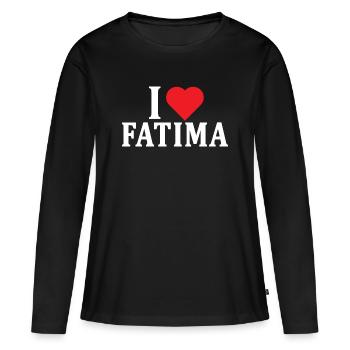t-shirt J’aime Fatima idée cadeau t-shirt - T-shirt manches longues Premium bio Femme - noir - Devant - Julia (174cm)