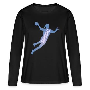 Korbball Schriftzug blau - Frauen Premium Bio Langarmshirt - Schwarz - Vorne - Julia (174cm)