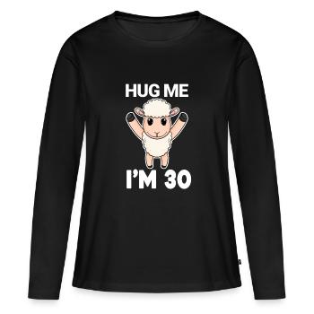 30 ans - 30 ans - câlin - T-shirt manches longues Premium bio Femme - noir - Devant - Julia (174cm)