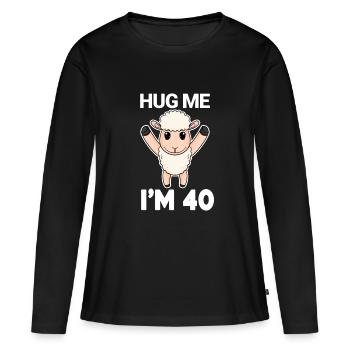 40 ans - 40 ans - câlin - T-shirt manches longues Premium bio Femme - noir - Devant - Julia (174cm)