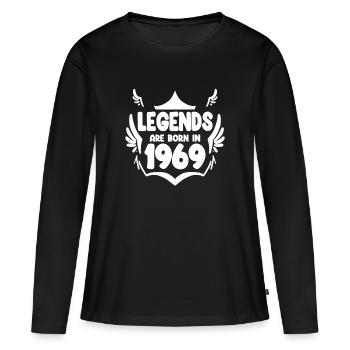 1969 - Né en 1969 - T-shirt manches longues Premium bio Femme - noir - Devant - Julia (174cm)