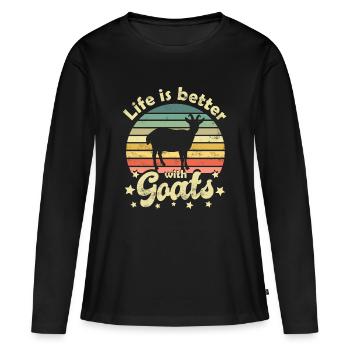 Ziege Ziegen - Frauen Premium Bio Langarmshirt - Schwarz - Vorne - Julia (174cm)