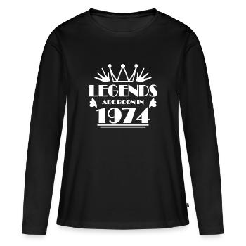 1974 - Né en 1974 - T-shirt manches longues Premium bio Femme - noir - Devant - Julia (174cm)