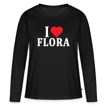 t-shirt J’aime Flora idée cadeau t-shirt - T-shirt manches longues Premium bio Femme - noir - Devant - Julia (174cm)