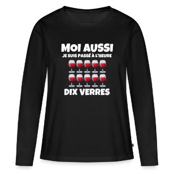 heure d'hiver - T-shirt manches longues Premium bio Femme - noir - Devant - Julia (174cm)