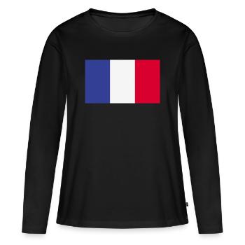 Drapeau national de la France - T-shirt manches longues Premium bio Femme - noir - Devant - Julia (174cm)