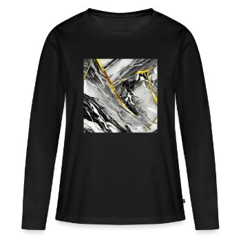 Marmor Schwarz Gold Naturstein - Frauen Premium Bio Langarmshirt - Schwarz - Vorne - Julia (174cm)