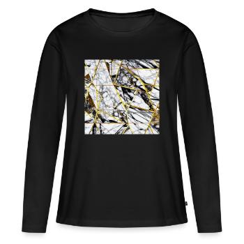 Marmor Schwarz Weiß Gold Textur - Frauen Premium Bio Langarmshirt - Schwarz - Vorne - Julia (174cm)