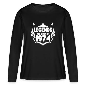 1974 - Né 1974 - Année de naissance 1974 - T-shirt manches longues Premium bio Femme - noir - Devant - Julia (174cm)