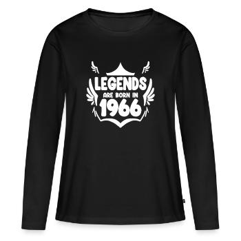 1966 - Né 1966 - Année de naissance 1966 - T-shirt manches longues Premium bio Femme - noir - Devant - Julia (174cm)