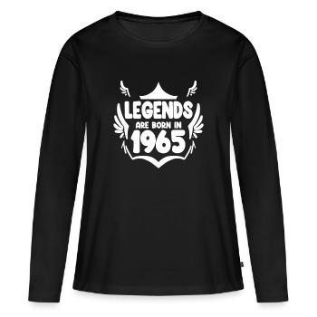 1965 - Né 1965 - Année de naissance 1965 - T-shirt manches longues Premium bio Femme - noir - Devant - Julia (174cm)