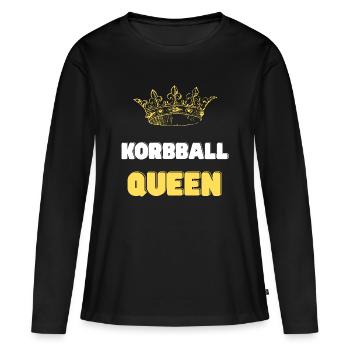 Korbball Queen goldene Krone - Frauen Premium Bio Langarmshirt - Schwarz - Vorne - Julia (174cm)