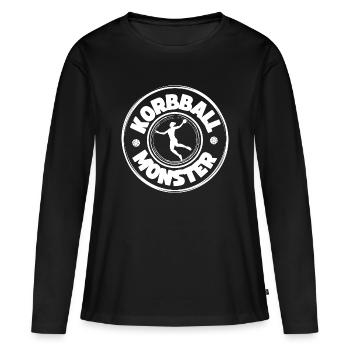 Korbball Monster (weiße Schrift) - Frauen Premium Bio Langarmshirt - Schwarz - Vorne - Julia (174cm)