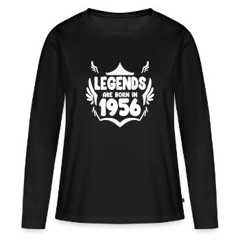 1956 - Jahrgang 1956 - Baujahr 1956 Geschenk - Frauen Premium Bio Langarmshirt - Schwarz - Vorne - Julia (174cm)