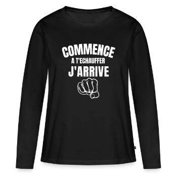 bagarre, bagarreur, coup de poing - T-shirt manches longues Premium bio Femme - noir - Devant - Julia (174cm)