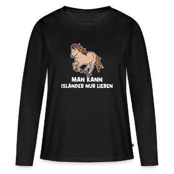 Cool Islandpferde Statement Pferdenarr Galopp - Frauen Premium Bio Langarmshirt - Schwarz - Vorne - Julia (174cm)