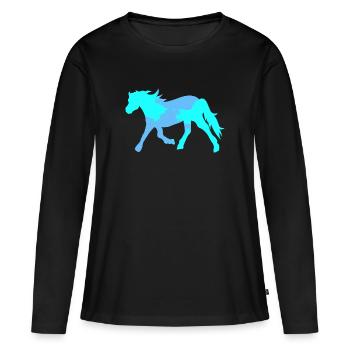 Cool Pferde Pferdenarr Islandpferde Pferdeliebe - Frauen Premium Bio Langarmshirt - Schwarz - Vorne - Julia (174cm)