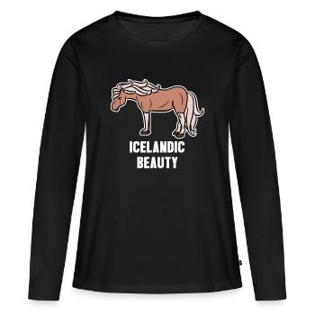 Chevaux islandais Cool Horse Statement Fan de chevaux - T-shirt manches longues Premium bio Femme - noir - Devant - Julia (174cm)