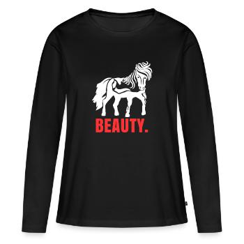 Chevaux islandais chevaux disant cheval amour amoureux des chevaux - T-shirt manches longues Premium bio Femme - noir - Devant - Julia (174cm)