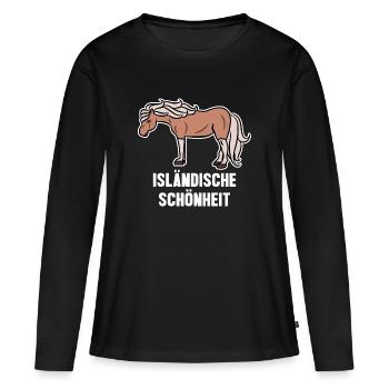 Islandpferde Pferdenarr Pferdeliebe Statement - Frauen Premium Bio Langarmshirt - Schwarz - Vorne - Julia (174cm)