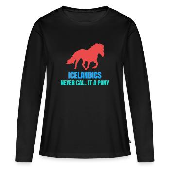 Chevaux islandais Déclaration de poney Amoureux des chevaux islandais - T-shirt manches longues Premium bio Femme - noir - Devant - Julia (174cm)