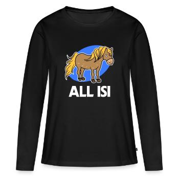 Déclaration de fou de cheval chevaux islandais poney islandais - T-shirt manches longues Premium bio Femme - noir - Devant - Julia (174cm)