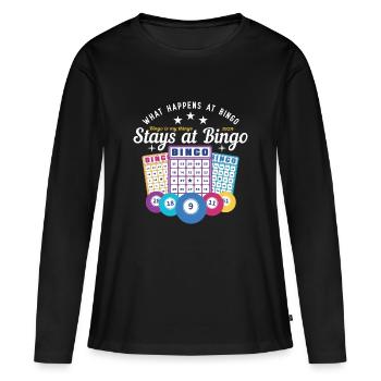 Bingo - ce qui se passe au bingo reste au bingo - T-shirt manches longues Premium bio Femme - noir - Devant - Julia (174cm)
