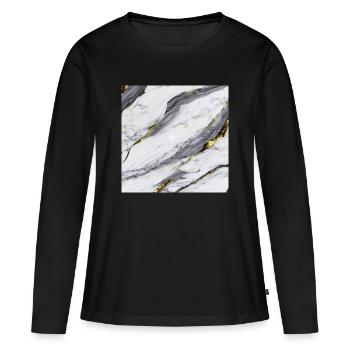 Marmor Weiß Gold Struktur - Frauen Premium Bio Langarmshirt - Schwarz - Vorne - Julia (174cm)