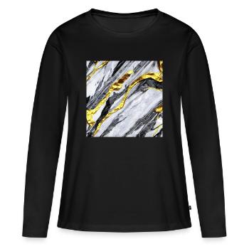 Structure en marbre or - T-shirt manches longues Premium bio Femme - noir - Devant - Julia (174cm)
