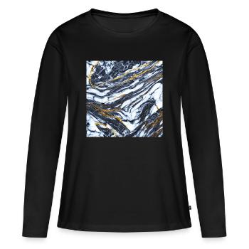 Le marbre rencontre l’or Texture d’or de marbre - T-shirt manches longues Premium bio Femme - noir - Devant - Julia (174cm)
