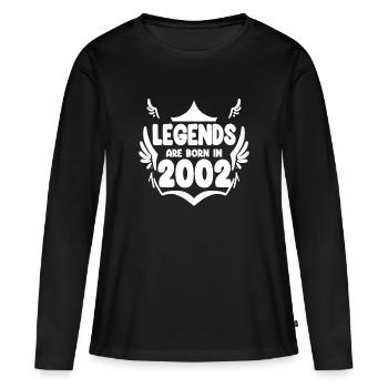 2002 - Jahrgang 2002 - Legende Baujahr 2002 - Frauen Premium Bio Langarmshirt - Schwarz - Vorne - Julia (174cm)