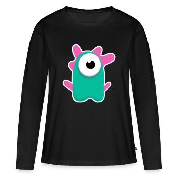 Cyclope turquoise mignon | Monstre rose drôle - T-shirt manches longues Premium bio Femme - noir - Devant - Julia (174cm)